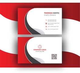 Red modern business card design template, Red corporate business card template, Clean professional business card template, visiting card, business card template.