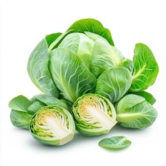 Fototapeta premium Fresh Brussels sprouts isolated on white background.