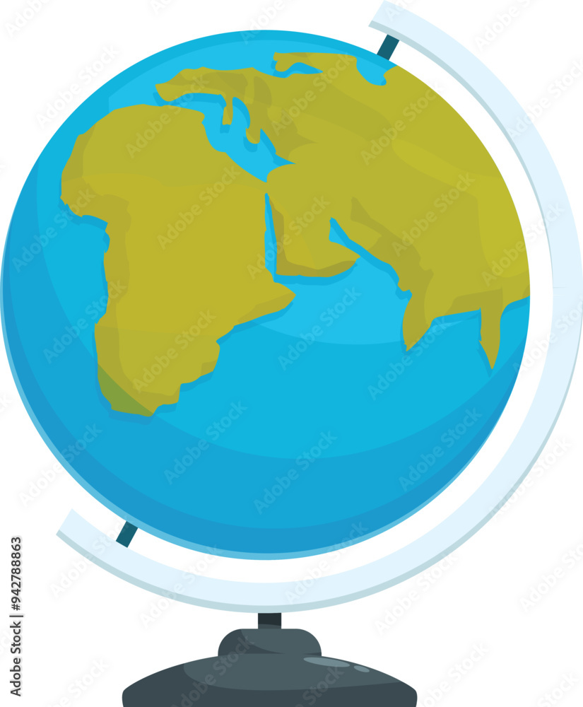 Poster blue world globe showing africa rotating on its axis, representing global geography and exploration