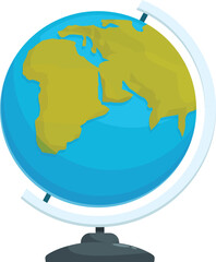 Blue world globe showing africa rotating on its axis, representing global geography and exploration