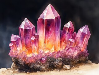 Beautiful amethyst crystal cluster with vibrant purple hues, showcasing natural formation and stunning aesthetics.
