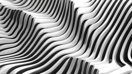 Abstract Wavy Black and White Striped Pattern