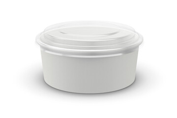 Paper Food Bowl for soup for salad, package on a white background, mock up, 3d illustration, 3d rendering