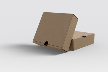 paper box for fast food package on a white background, mock up, 3d illustration, 3d rendering
