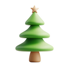 Fototapeta premium 3d rendering icon Christmas tree illustration PNG. cartoon minimal style on transparent isolated background.
