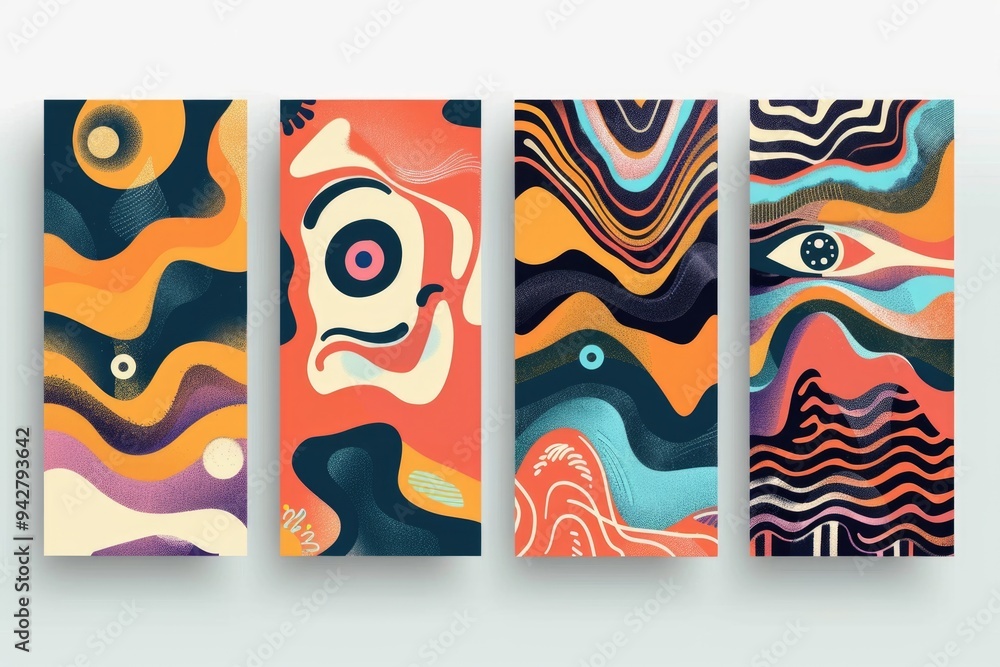 Poster four colorful abstract banners for various uses