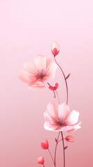 Obraz premium Dreamy Pink Floral Watercolor Illustration: Romantic Abstract Background for Valentine's Day, Women's Day, and Wedding Invitations. Elegant Minimalist Design with Copy Space for Marketing, Web Templat