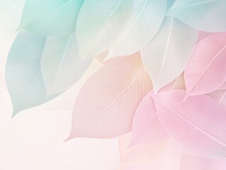 Soft pastel leaves create a serene and dreamy atmosphere, perfect for backgrounds or nature-themed designs.