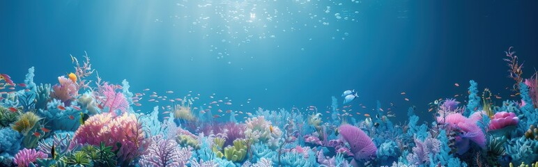 Fototapeta na wymiar Underwater Scene with Vibrant Coral Reef and Fish