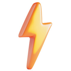 3d rendering icon thunderbolt illustration PNG. cartoon minimal style on transparent isolated background.