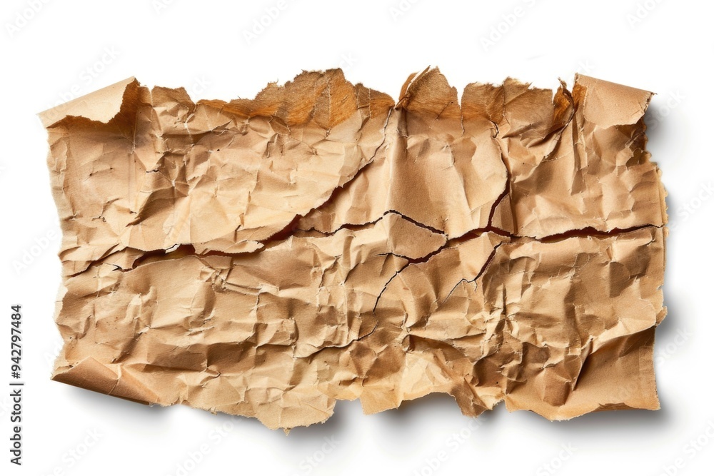 Poster a piece of brown paper with a crack, suitable for creative projects or as a texture element