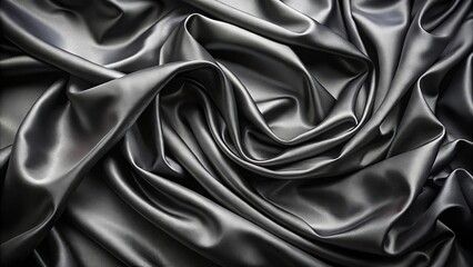 Obraz premium Elegant black satin fabric texture with luxurious draping folds for background or design