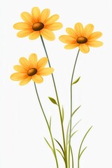 A vibrant illustration of three yellow flowers with green stems, perfect for nature-themed designs and cheerful decor.