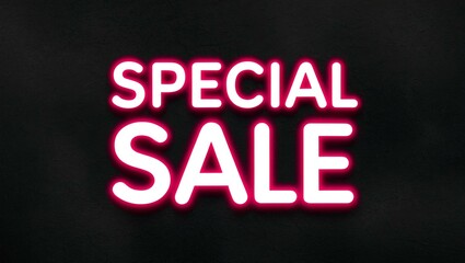 Obraz premium neon backlit style of the word special sale on a black grainy background