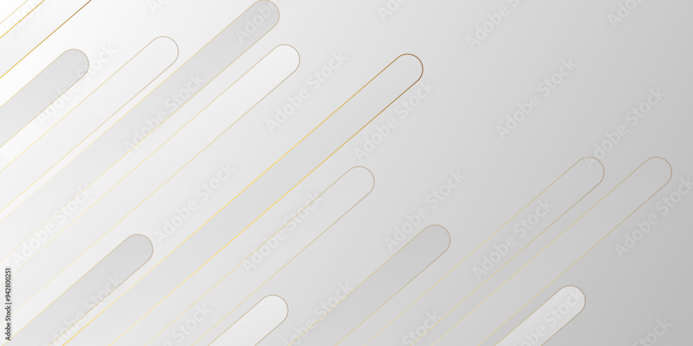 Poster white gradient diagonal stripe line background. motion line golden stoke stripes layers business bac