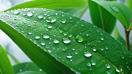 water droplets on a leaf, a single object with an isolated background, fresh and vibrant appearance