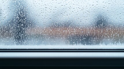 A close-up of rain-drenched window glass showcasing blurred scenery outside. Perfect for evoking feelings of calm and solitude.