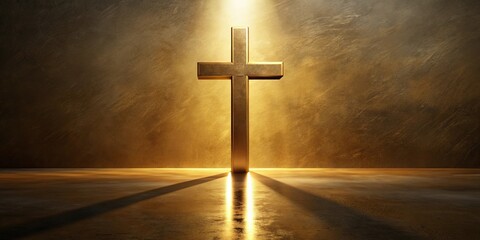 Clean copy space with cross silhouette and golden rule text for ethical teachings