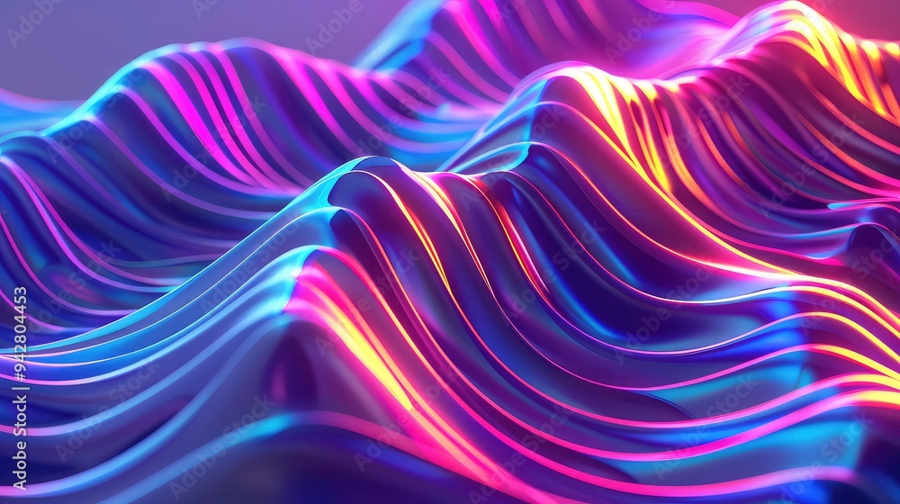 Poster abstract 3d background with colorful wavy lines.