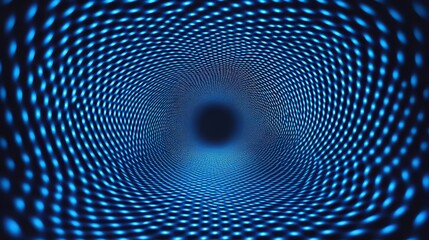 A mesmerizing abstract design featuring a blue tunnel of light and dots, creating an illusion of depth and motion.