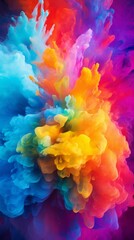 Fototapeta premium Vibrant Artistic Inspiration: Creative Explosion of Colors in Abstract Watercolor Style. AI-Generated Illustration Depicting Artist's Burst of Ideas. Colorful Rainbow Concept for Marketing, Web Design