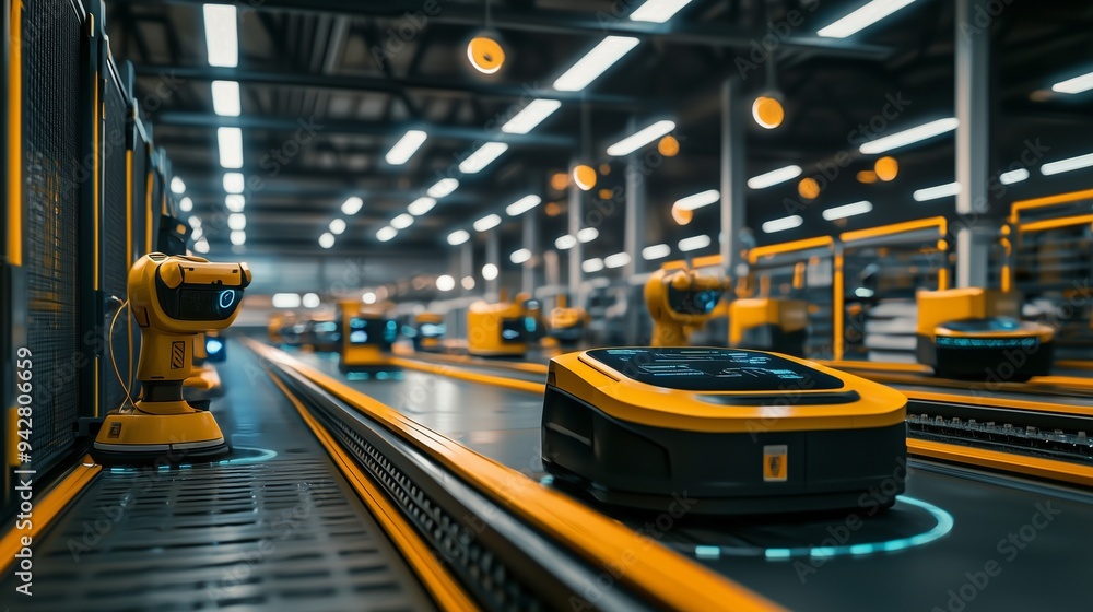 Aufkleber automated robots in a warehouse streamline fulfillment processes. smart warehouse.