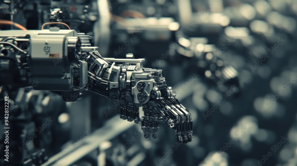 Poster close-up of a robotic hand with detailed mechanisms