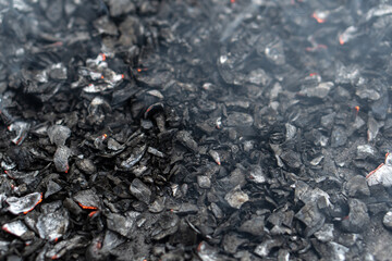 Fresh coal close up with white dust