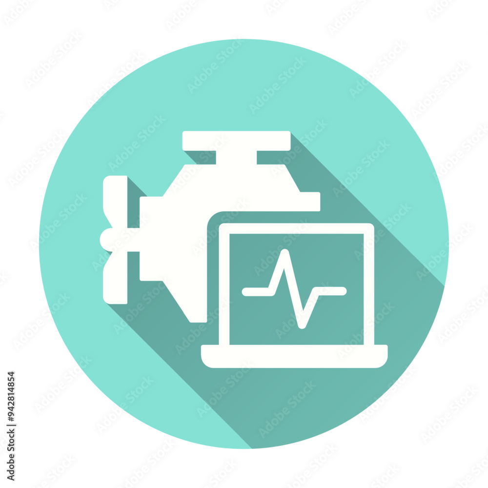Poster engine diagnostics flat icon. simple illustration with long shadow for graphic and web design.