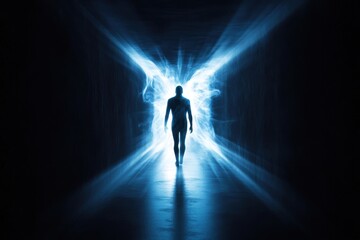 Metastasis is depicted as a shadowy figure being chased away by beams of light, symbolizing innovative cancer treatments