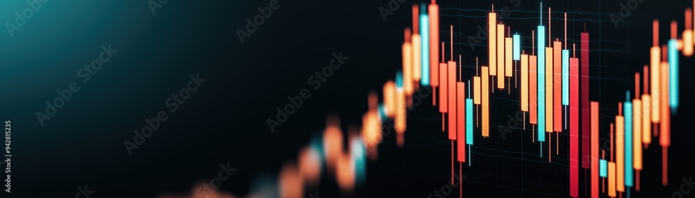 Poster dynamic financial chart displaying market trends and price movements with vibrant colors and modern 