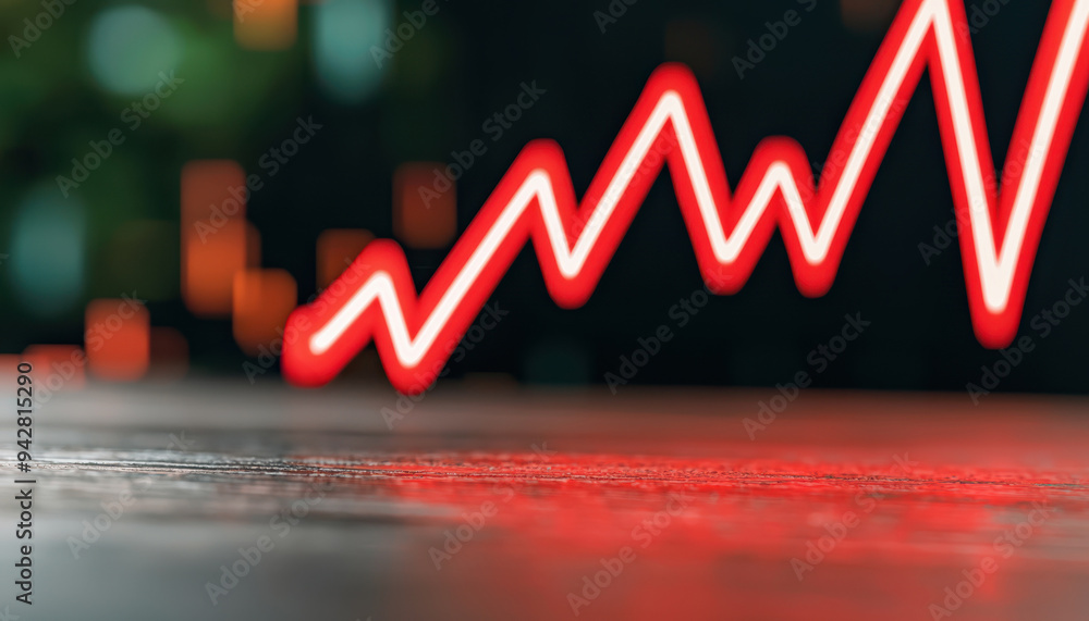 Aufkleber dynamic red graph line indicating growth, representing data trends and financial success in a modern