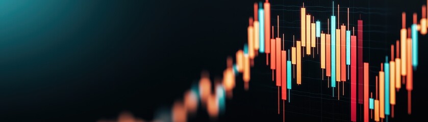 Obraz premium Dynamic financial chart displaying market trends and price movements with vibrant colors and modern design elements.