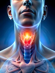 Thyroid Health Visualization Woman Portrait with Glowing Throat AI generated