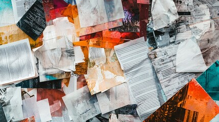 Abstract collage of overlapping scientific papers, symbolizing the complexity and interconnectedness of scientific research.