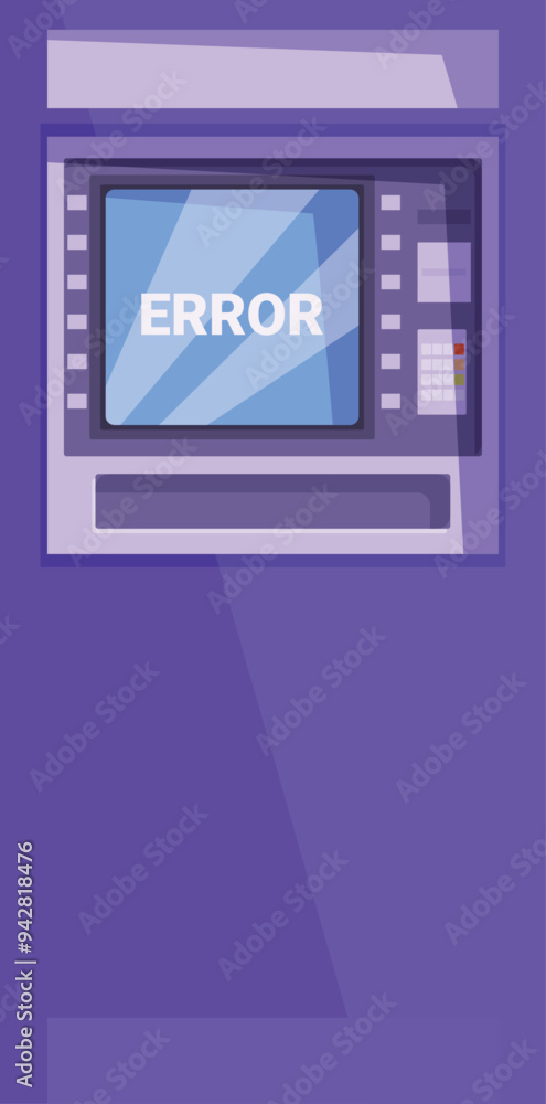 Poster modern atm machine is showing an error message on the screen