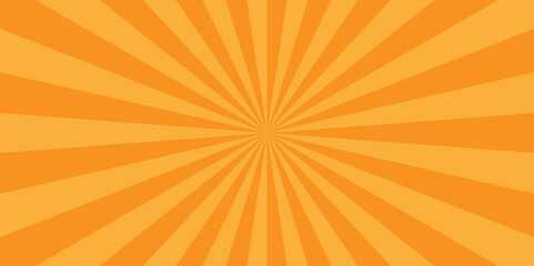 Minimal sunrise radiate striped geometric circus light orange sunburst ray vector backdrop texture background. orange and red retro poster shine spiral template design.	

