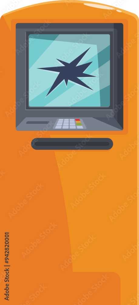 Aufkleber orange atm with a broken screen is showing the concept of a withdraw cash problem