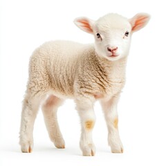 Obraz premium Close up photograph of a full body lamb isolated on a solid white background