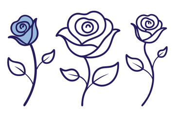 Simple Line Art Rose with Graceful Lines and Single Bloom