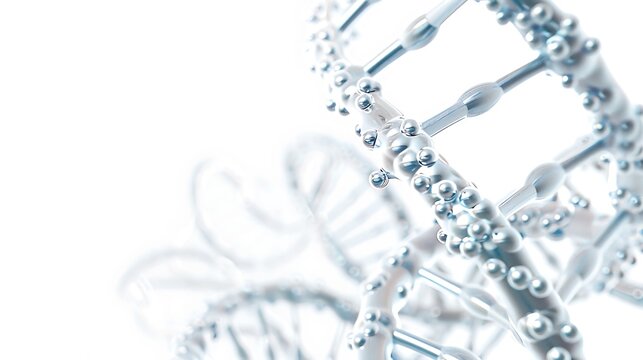 Abstract DNA Structure Rendered in Silver and White