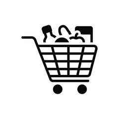 Black solid icon for full cart