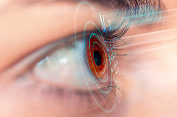 Close up of an eye and vision test