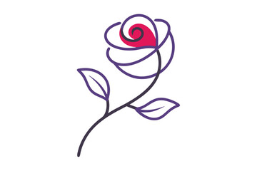 Simple Line Art Rose with Graceful Lines and Single Bloom