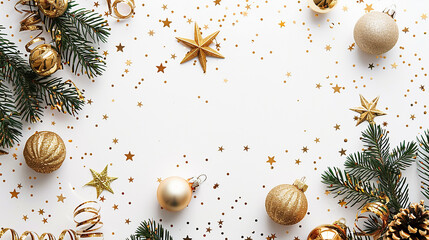 christmas modern composition with golden decoration ornaments