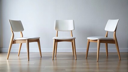 Modern minimalist chair in various angles perfect for home or cafe interior decor
