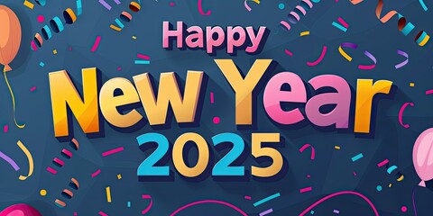 Happy New Year 2025 trendy poster
