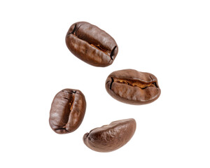 A close-up of roasted coffee beans, showcasing their texture and shape for culinary use.