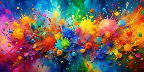 Fototapeta premium Vibrant abstract artwork with colorful splashes and textures, perfect for creative projects and design inspiration