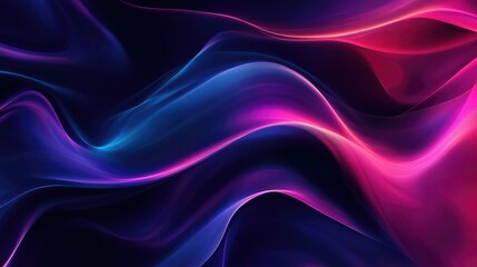 Obraz premium Abstract dark blue to violet gradient background with flowing wave lines, magenta and burgundy tones blending seamlessly, glowing softly
